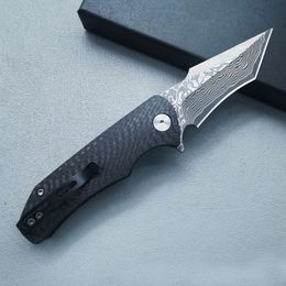 New A2463 High End Flipper Knife D2/Damascus Steel Tanto Point Blade G10/Carbon Fiber Handle Ball Bearing EDC Pocket Knives