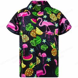 Flamingo Hawaiian Shirts Beach Summer Mens Shirt Tropic Leaf 3D Print Shirts Men Women Fashion Blouse Short Sleeve Vocation 240513