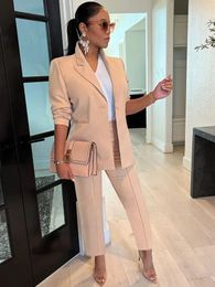 Elegant Work Wear Two Piece Set for Women Single Button Blazer Coat and Pants Office Lady Business Suit Matching Sets Uniform 240514