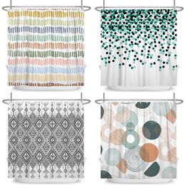 Shower Curtains Geometric Pattern Curtain For Bathroom Decor Modern Nordic Waterproof Polyester Fabric Bath With Hooks