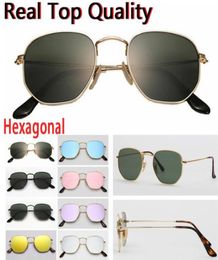 designer sunglasses hexagonal flat glass lenses men women male female sunglasses with brown or black leather caseall retailing ac3220735