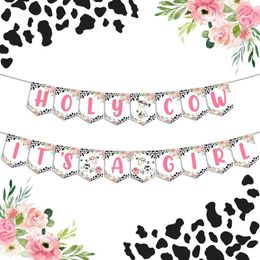 Party Decoration Holy Cow Its A Girl Baby Shower Banner Pink Farm Animal Barnyard Print Decorations