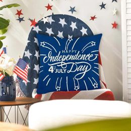 Pillow Flannel Pillowcase 1PC Flag Print Independence Day Pillowcases Living Room Sofa Bedroom Decorative Pillows For