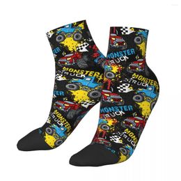 Men's Socks Polyester Low Tube Abstract Monster Car With Shabby Dots And Spray Breathable Casual Short Sock