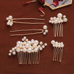 Hair Clips Luxury Pearl Comb Clip Hairpin Set For Women Bride Bridal Wedding Accessories Jewellery