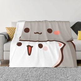 Blankets Peach And Goma Cartoon Plaid Sofa Cover Fleece Spring Autumn Anime Animal Warm Throw Blanket For Bed Couch Bedspreads