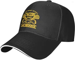 Ball Caps Eat-Tacos-and-Play-Lacrosse-Lax-Baseball-Cap Mens Vintage Snapback Hats Trucker Dad Hat Black