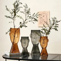 Vases Nordic Creative Face Florereos Transparent Terrarium For Decoration Living Room Decor Flower Table Accessories