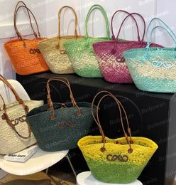 Designer Anagram Basket Bag Tote Beach Raffias Summer Crochet Shoulder Bags Bucket Shopping Handbag Women Luxury Straw Soft Knitting High Quality