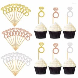 Party Supplies 10pcs Cupcake Toppers Glitter Diamond Ring Cakes For Marriage Anniversary Birthday Valentines Hen Cake Decoration