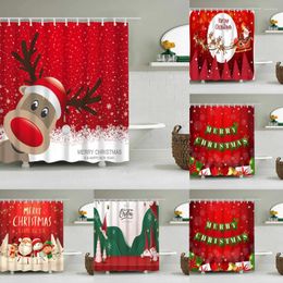 Shower Curtains Merry Christmas Moose Snowman Santa Claus Curtain Bathroom Frabic Polyester Waterproof Bath Home Decor