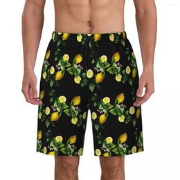 Men's Shorts Swimsuits Lemon And Blossom Board Summer Romantic Leaves Stylish Short Pants Males Design Fast Dry Swimming Trunks