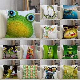 Pillow Funny Frog Series Animal Pillowcase Home Bedroom Room Decoration Office Seat Living Sofa Cover 45x45cm