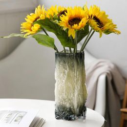 Vases Nordic Practical Embossed Glass Vase High-end Living Room Flower Arrangement Container Small Decor Garden Decoration