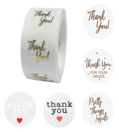 500Pcsroll Clear Gold Foil Thank You Labels Stickers For Wedding Pretty Gift Card Small Business Envelope Sealing Label Sticker W6039814