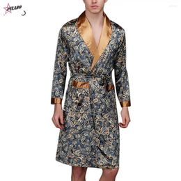 Home Clothing PULABO Men Bathrobe Simulation Silk Print Pyjamas Lingerie Robe Mens Summer Robes Male Senior Satin Sleepwear