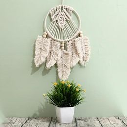 Decorative Figurines Dream Catching Net Pendant Hand-woven Bamboo Ring Leaf Home Decoration