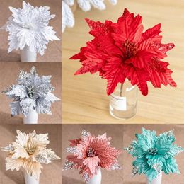 Decorative Flowers Christmas Artifical Glitter Fake Wedding Party Home Decorations DIY Scrapbooking Xmas Tree Year Ornaments