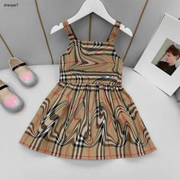 Top girls dresses kids designer clothes Plaid printing girl skirt Size 100-150 CM Princess dress Sling design baby frock 24Mar