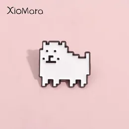 Brooches Role Playing Pixel Games Dog Enamel Pin Retro 80S Jewellery White Cute Animal Lapel Badges Cartoon Gift For Player Friend