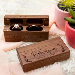 Gift Wrap Ersonalized Ring Box Custom For Wedding Ceremony Birthday Engagement Proposal Bearer Walnut Rustic Je