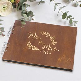 Party Supplies Wooden Guest Book Customised Sign-in Memory Keepsake For Wedding Anniversary Birthday With Blank Cardstocks