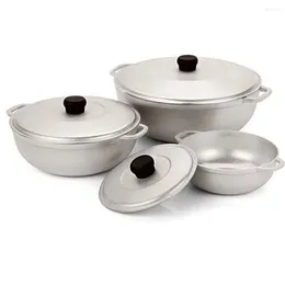 Cookware Sets 3Pieces Colombian Cast Aluminum Caldero Or Dutch Oven Set With Lid Natural Finish Seasons Over Time Includes 3 Different Sized