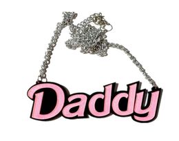 Dad Pendant Necklace Pink Glitter Statement Necklace for Women Acrylic Fashion Jewellery Girl039s Accessories9380256