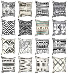CushionDecorative Pillow Retro Bohemian Pattern Black White Cases Tribal Geometric Boho Ethnic Cushion Cover Decor Pillowcase For4417239