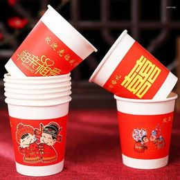 Disposable Cups Straws 50pc/Pack 250ml Paper Wedding Tea Milk Cup Coffee Drinking Accessories Party Supplies Accept Customise