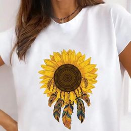 Women's T Shirts Sunflower Style Trend Cute T-shirt Ladies Fashion Basic Tee Top Clothes Women Graphic Short Sleeve Print Clothing
