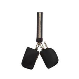Free shipping Dual Pouch Yoga bag Multi functional Zero Wallet Wrist Bag Mini Detachablei Zip Around Wristlet Wallet