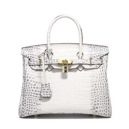 Family's Platinum Tote Bag Designer Alligator Leather Women's Fashion Top Layer Cow Leather Himalayan White WBLY