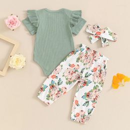 Clothing Sets Born Infant Baby Girl Clothes Letter Short Sleeve Romper Floral Pants Headband Summer Outfits
