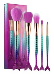 Whole Makeup brushes sets cosmetics brush 5 pcs kits bright Colours Mermaid make up brush tools Powder Contour brushes 7535629