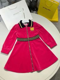 Top girl dresses Embroidered logo baby skirt Size 110-160 designer zipper child dress Long sleeved toddler frock Dec20