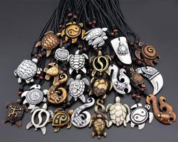 Mix order Mix style Fashion men woman Imitation Yak Bone Carved Lucky Surfing Sea Turtles Pendants Necklace 30pcslot1751049