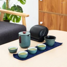 Teaware Sets Ceramic Portable Travel Tea Set Including 1 Pot 4 Cups Simple Office Teapot Gaiwan Kettle Chinese Gift