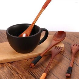 Spoons Practical Wooden Spoon Natural Soup Scoop Long Handle Honey Tableware Chinese Classical Teaspoon Dinnerware For Mixing/Stirring