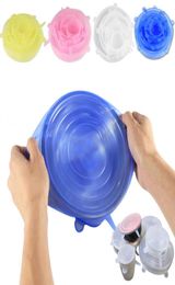 Silicone Stretch Suction Pot Lids Food Grade Silicone Fresh Keeping Wrap Seal Lid Pan Cover 4 Colour Nice Kitchen Accessories 6pcs7372583