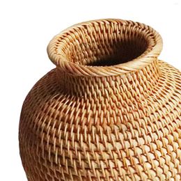 Vases Weaving Rattan Flower Basket Vase Furnishings Plant Pot Plants For Restaurant Living Room Dorm Desk Home Decor