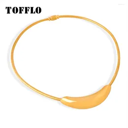 Pendant Necklaces TOFFLO Tainless Steel Fashion Fine Jewelry HipHop Punk Arc Shape Charm Chain Choker Pendants For Women BSP1604