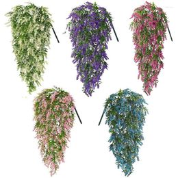 Decorative Flowers 2PCS Simulation Hanging Wisteria Flower Wall Mounted Plant Home Garden Indoor Outdoor Decoration