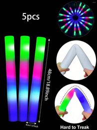 Party Favour 5pcs-LED Foam Glow Sticks 3 Modes Flashing Multicolor Light Up Batons Supplies Luminous Glow-in-the-dark Accessori