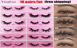 False Eyelashes Whole 10 Pairs Viso 3D Mink Lashes Natural Hand Made Makeup Eye Bulk T2208316394077