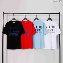 Luxury Trend Galerry Dapt Original Brand t Shirts American Summer New Fuzzy Letter Printed Trendy Brand Loose Round Neck Short Sleeved T-shirt with Real Logo