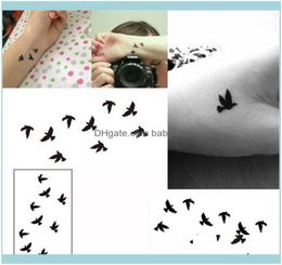 Temporary Tattoos Art Health Beauty10Cm Wrist Tattoo Disposable Design Black Birds Women Beauty Cool Girl Body Sticker For Art1 7258722