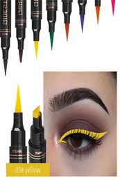 Seal Stamp Liquid Eyeliner Pen 12 Colours Waterproof Fast Dry Black Eye Liner Pencil With Cosmetic DoubleEnded Eyeliners2519378