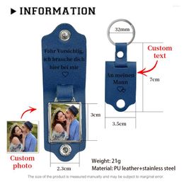 Party Supplies Personalised PU Leather Po Keychain Men Boyfriend Girl Custom Picture Names Date Valentine's Day Gift Jewellery 2024