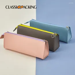 Storage Bags Simple Pencil Case Portable Large Capacity Cosmetic Bag Multi-Functional Student Zipper Stationery Pu Waterproof Buggy Bagg